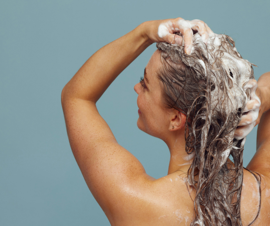 woman washing hair