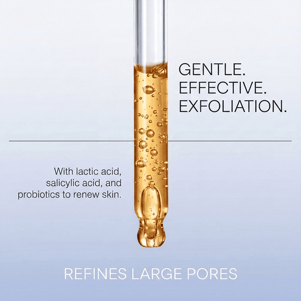 alpha hydroxy cleanser contains lactic acid, salicylic acid, and probiotics to renew skin