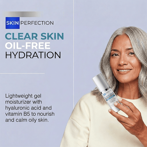 clear skin oil-free moisturizer is a lightweight gel moisturizer with hyaluronic acid and Vitamin B5 to nourish and calm oily skin