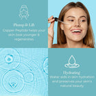 Woman applying Copper Peptide Serum to face for hydration and younger looking skin