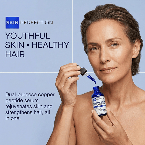copper peptide is a dual-purpose copper peptide serum the rejuvenates skin, and strengthens hair