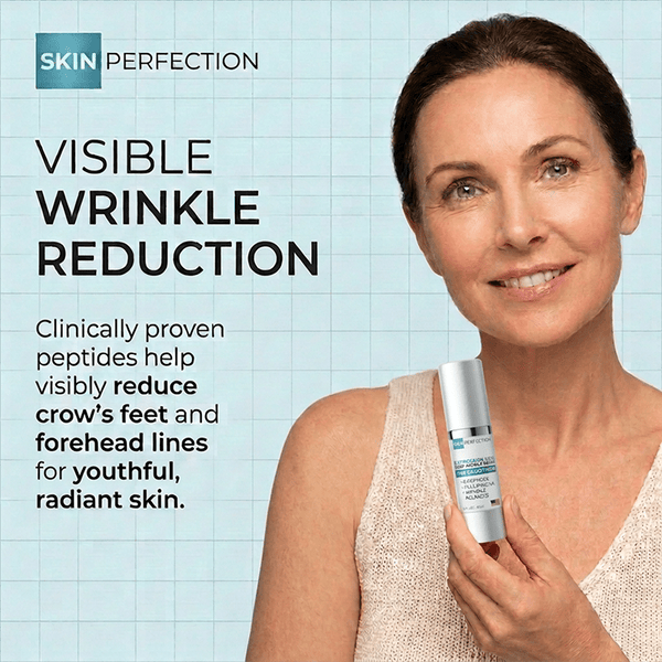 expression line deep wrinkle serum with clinically proven peptides helps to visibly reduce crow's feet and forehead lines for youthful, radiant skin.
