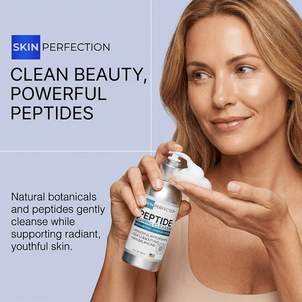 foaming peptide cleanser contains natural botanicals and peptides that gently cleanse while supporting radiant, youthful skin