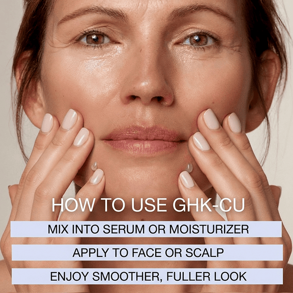 ghk copper peptide powder easily incorporates into any existing serum or moisturizer for a diy that benefits hair and skin