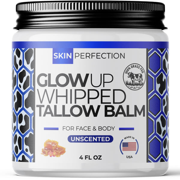 Glow Up Whipped Tallow Balm with 100% Grass Fed for Face and Body