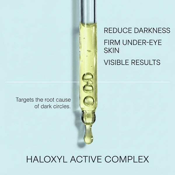 haloxyl reduces darkness, firms under-eye skin for visible results