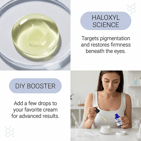 haloxyl targets pigmentation and restores firmness under the eye