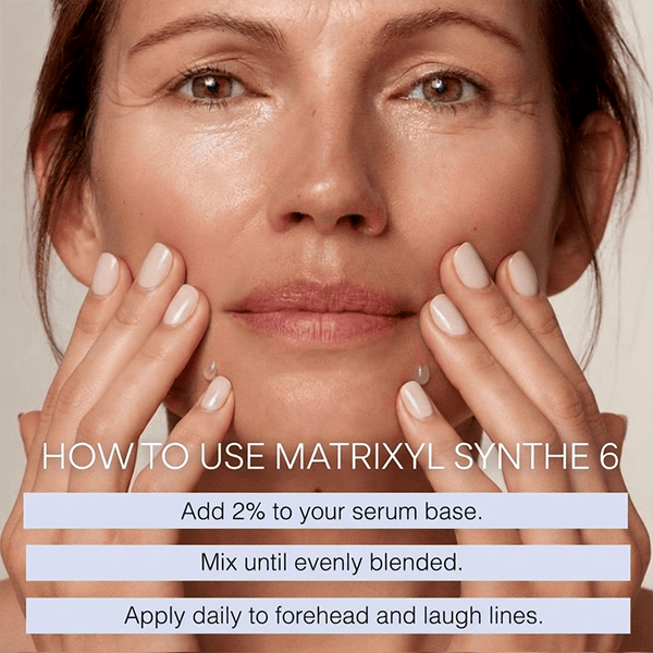 matrixyl synthe-6 easily incorporates into any existing serum, lotion, or moisturizer base