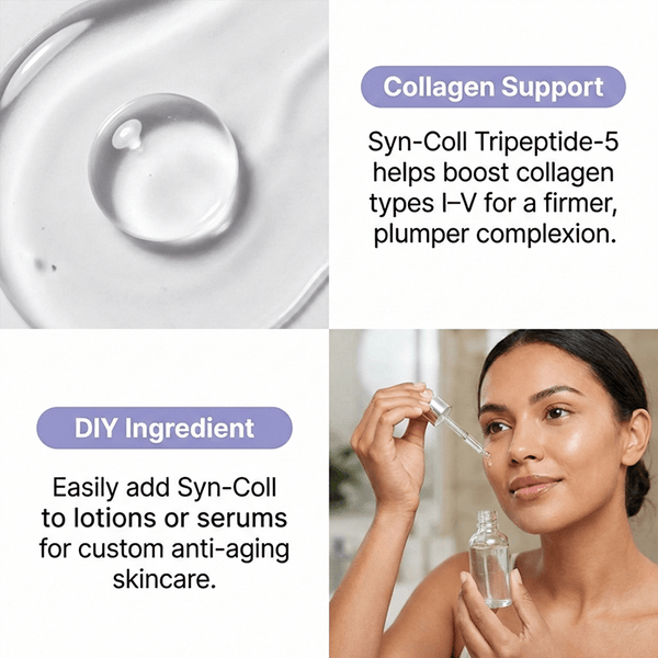 syn-coll can easily be added to diy lotions or serums for a custom anti-aging skincare product